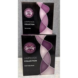 NEW Scentsy Lampshade Collection Wax Warmer GOLD TULIP Shade & Narrow Base